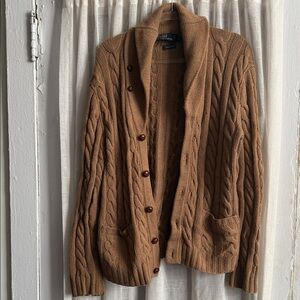 Polo Ralph Lauren Tan Cable Knit Cardigan